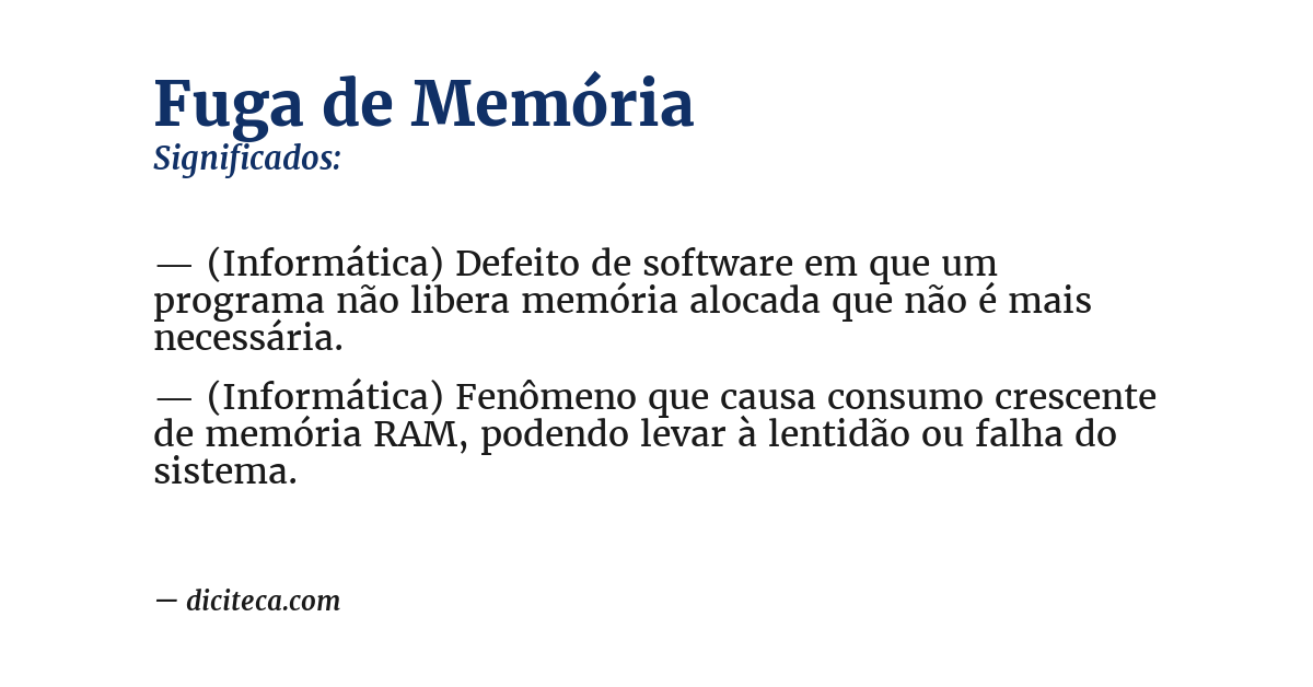 Significado de fuga de memória