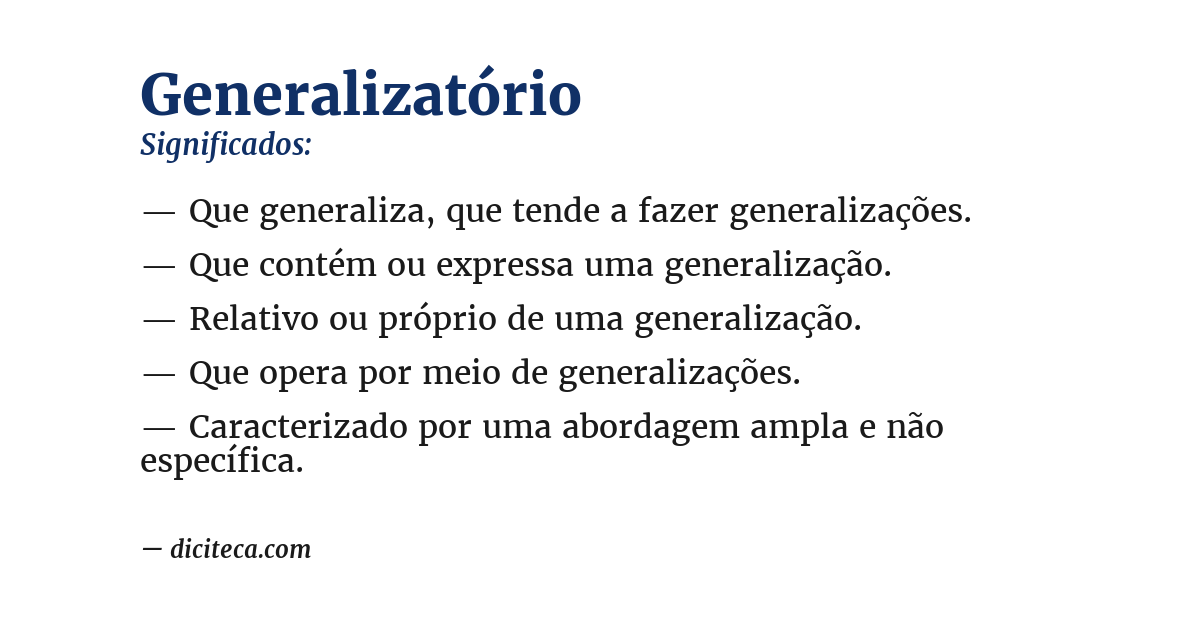Significado de generalizatório