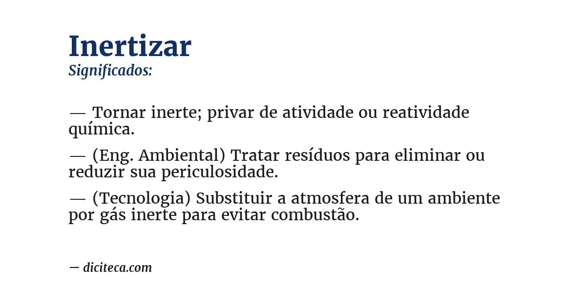 Significado de inertizar