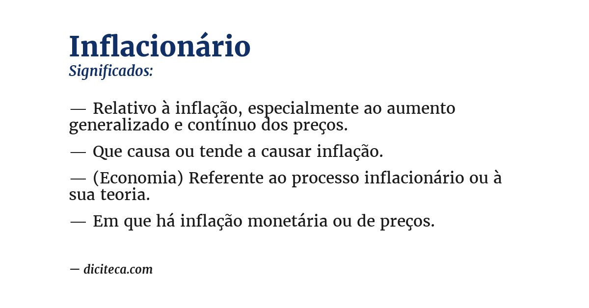 Significado de inflacionário