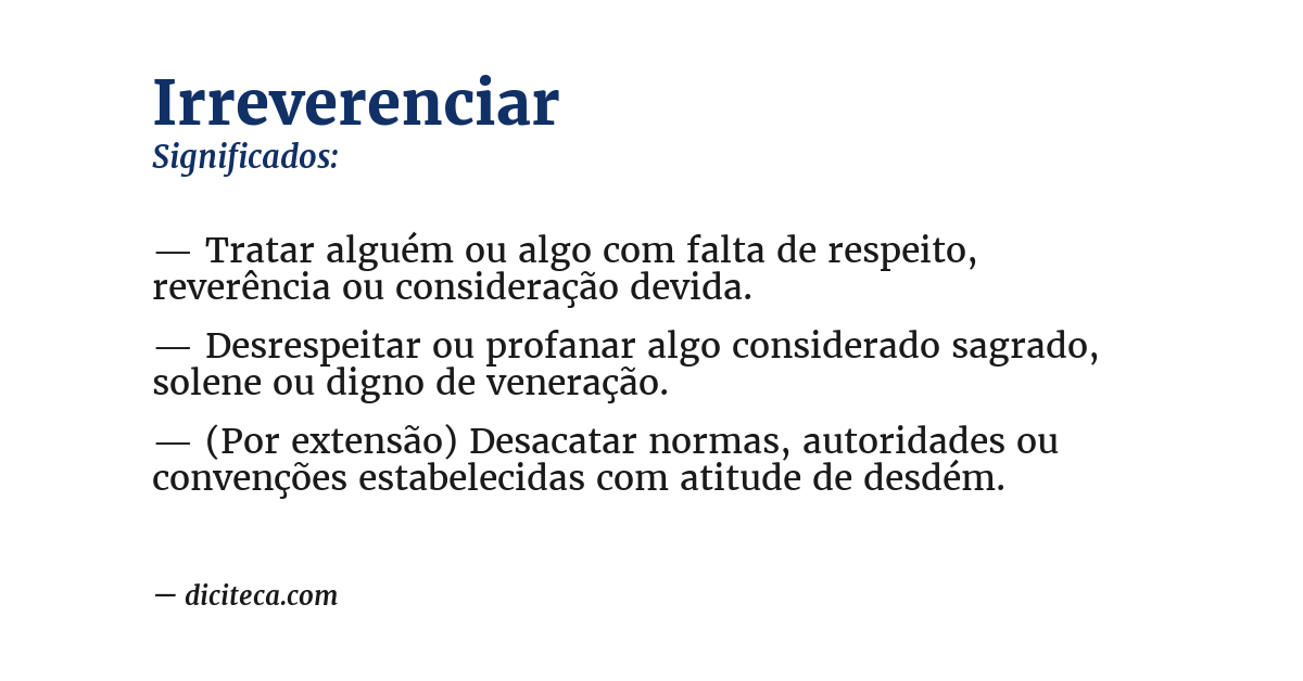 Significado de irreverenciar