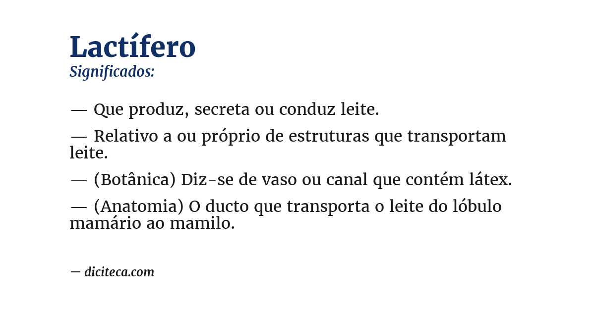 Significado de lactífero