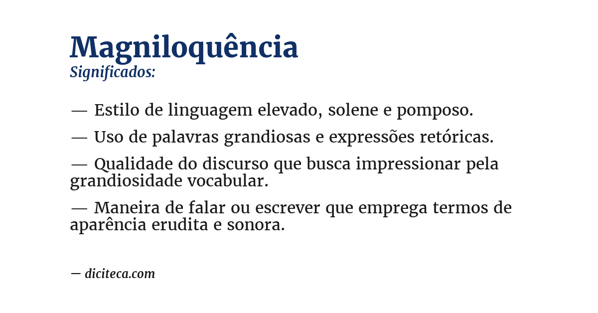 Significado de magniloquência