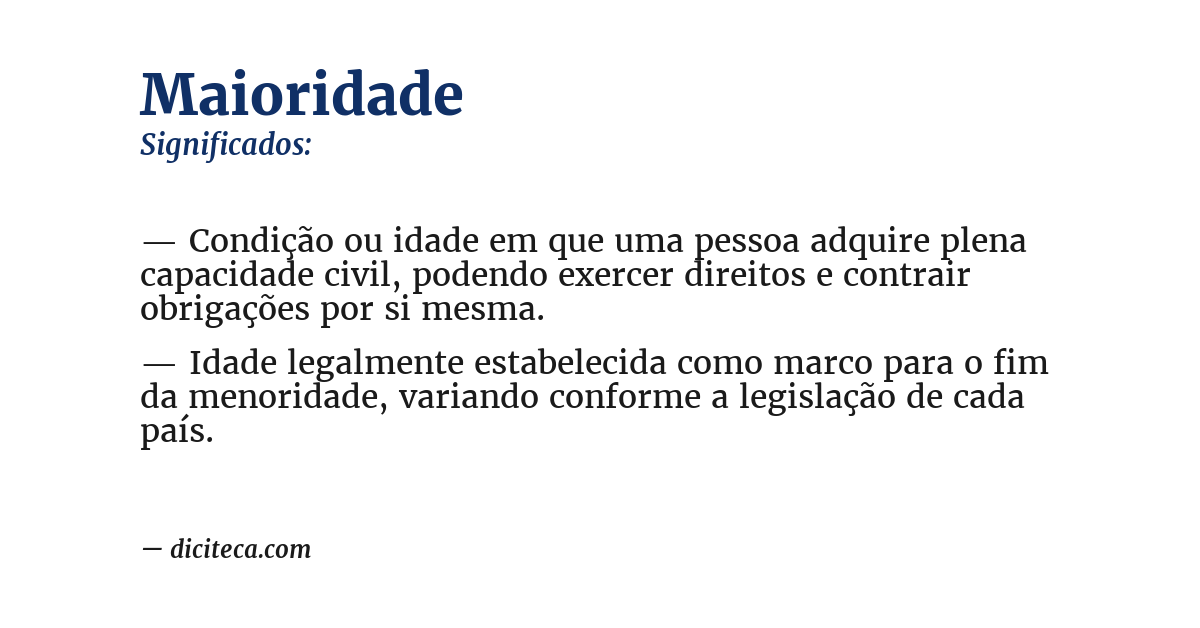 Significado de maioridade