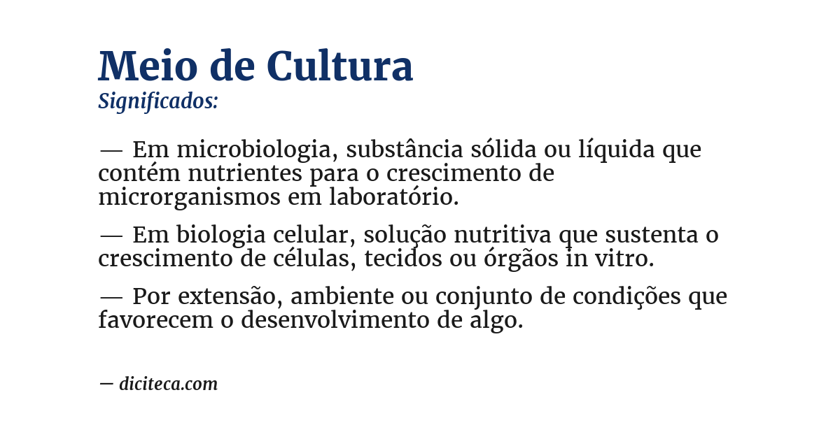 Significado de meio de cultura