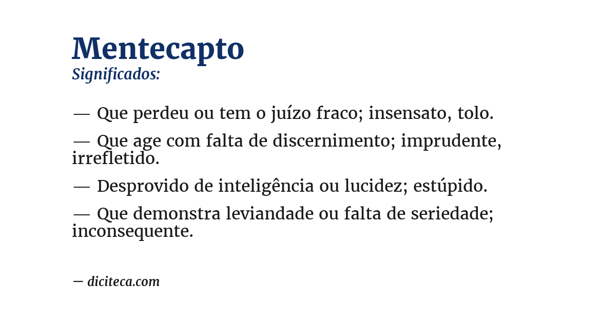 Significado de mentecapto