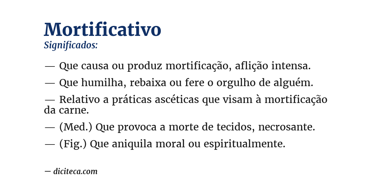 Significado de mortificativo