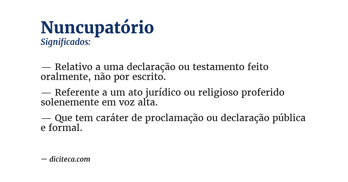 Significado de nuncupatório