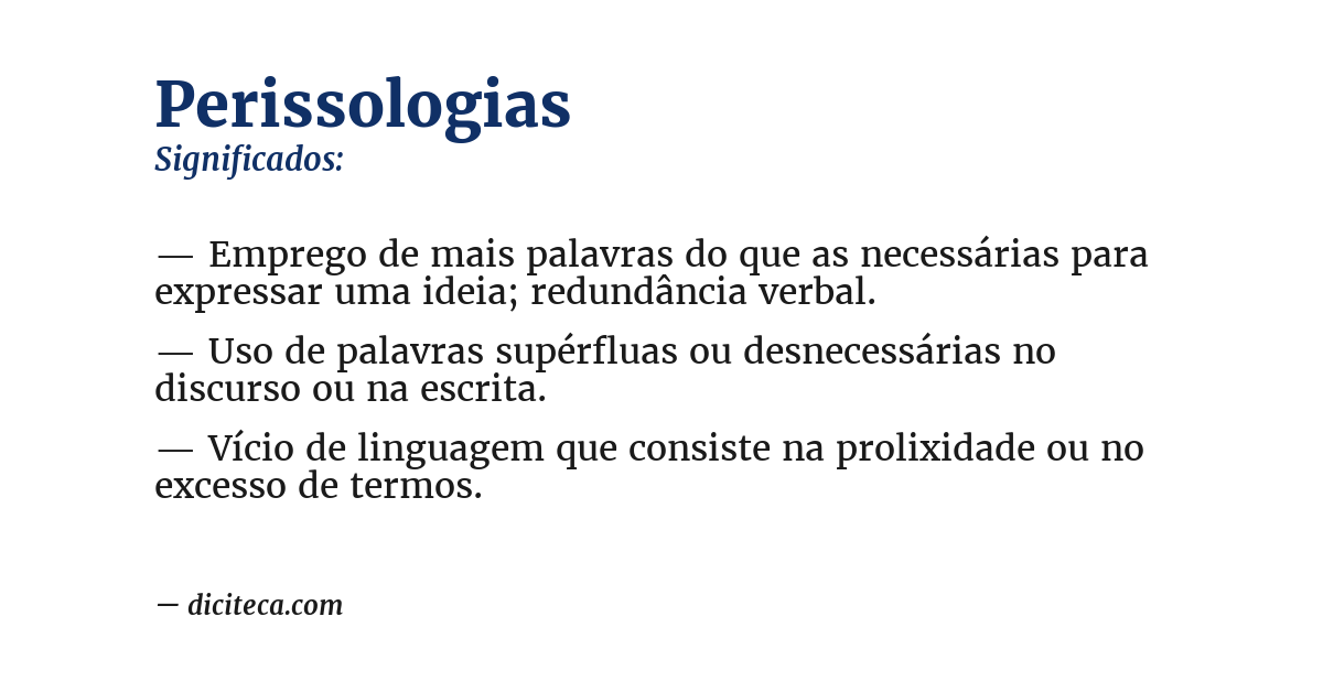 Significado de perissologias