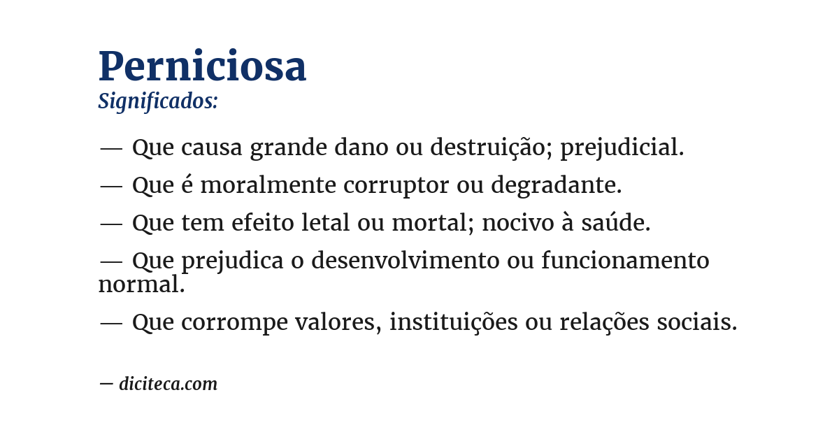 Significado de perniciosa