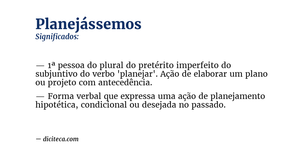 Significado de planejássemos