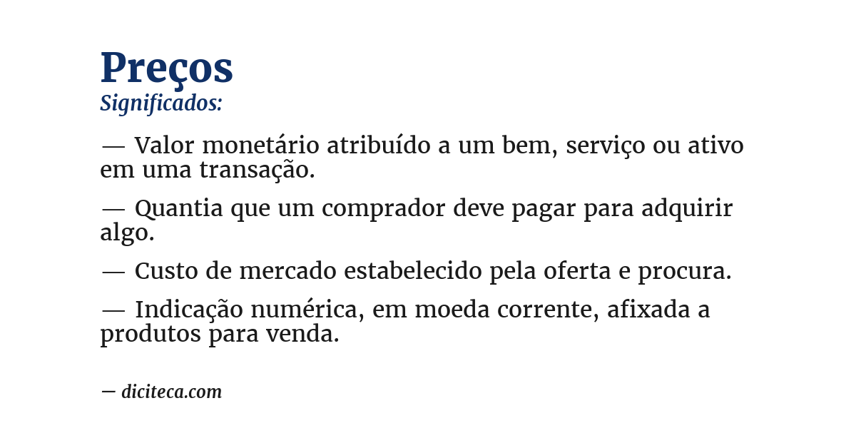 Significado de preços