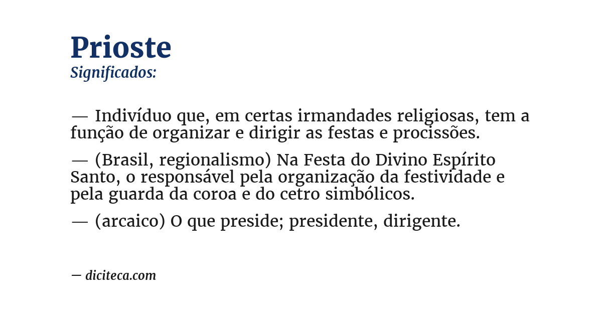 Significado de prioste