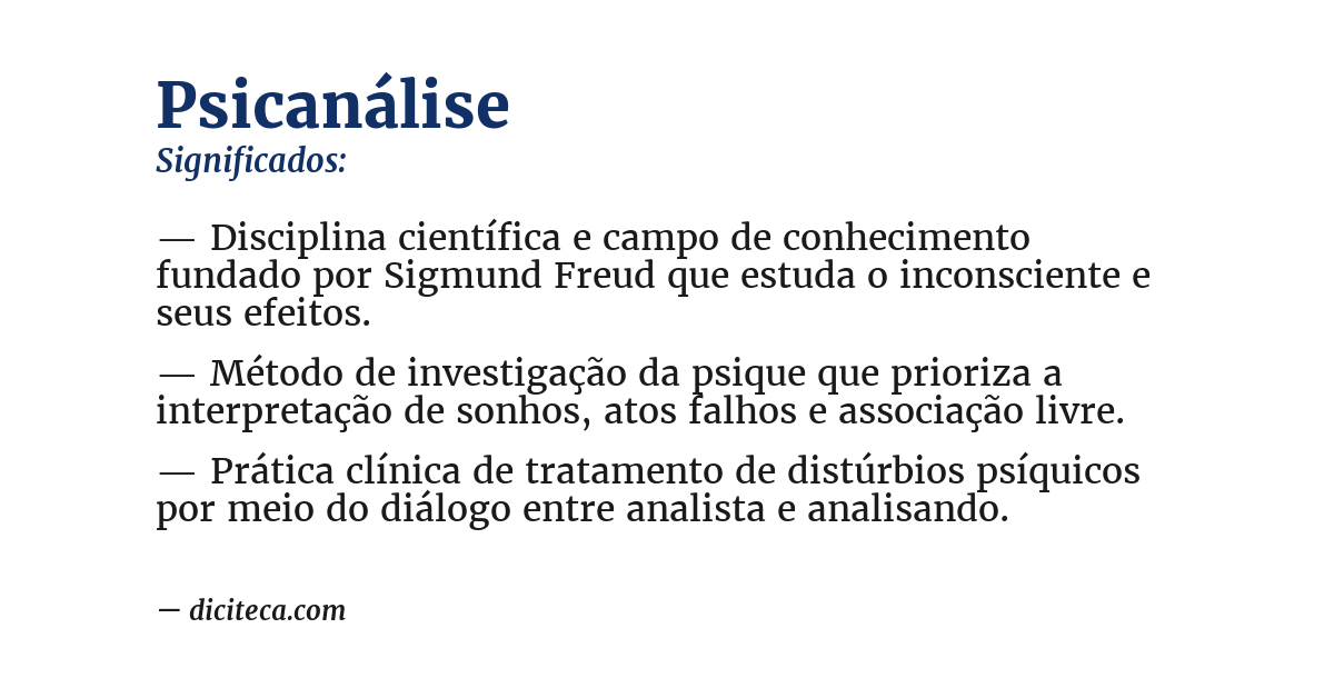 Significado de psicanálise