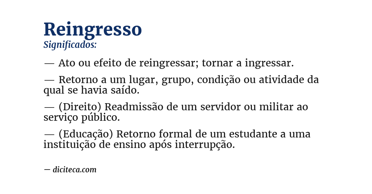 Significado de reingresso
