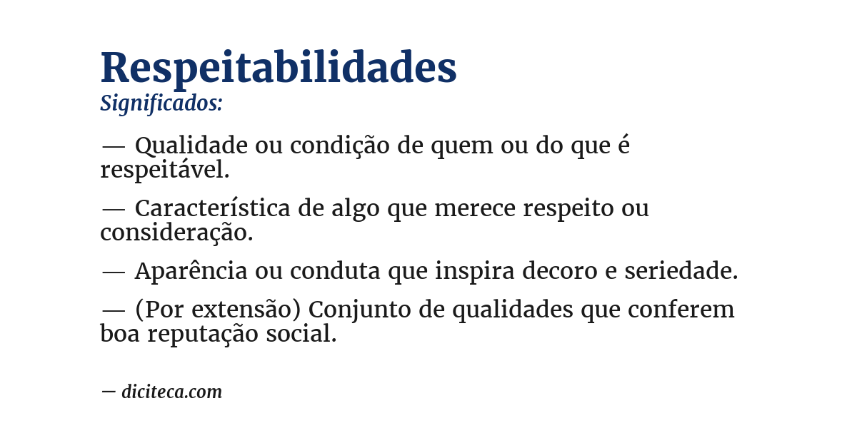 Significado de respeitabilidades