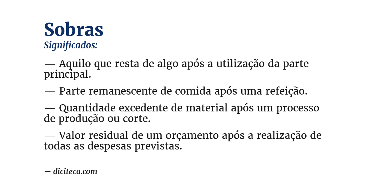 Significado de sobras
