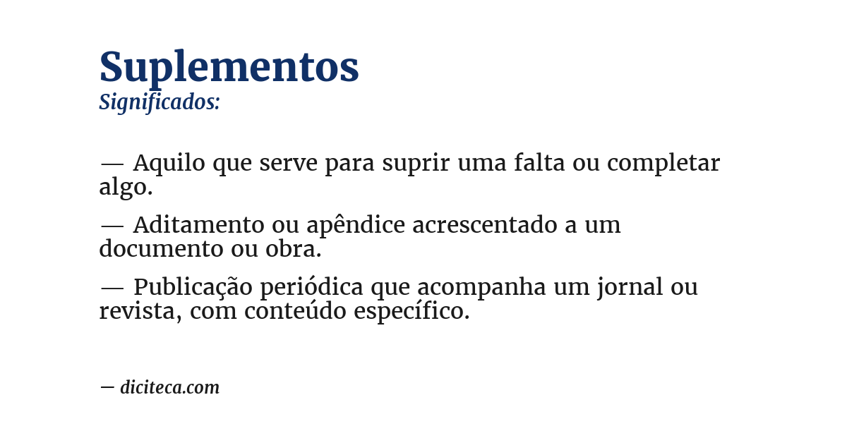 Significado de suplementos