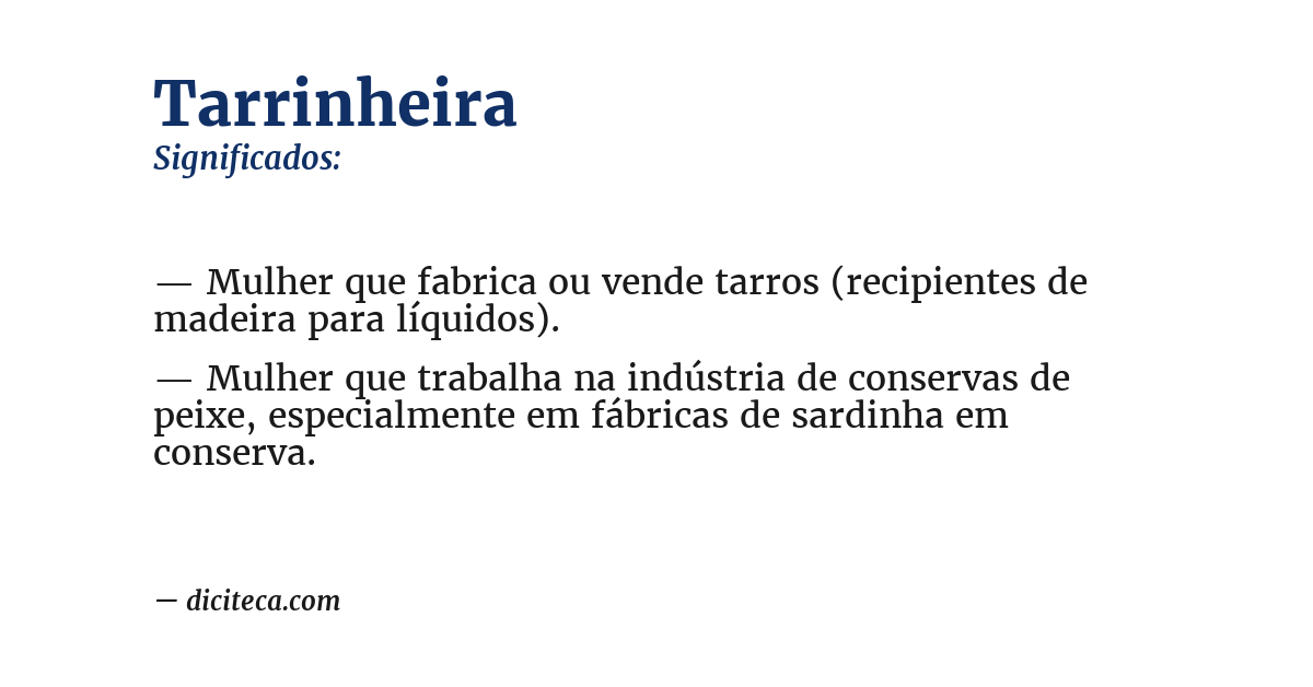 Significado de tarrinheira