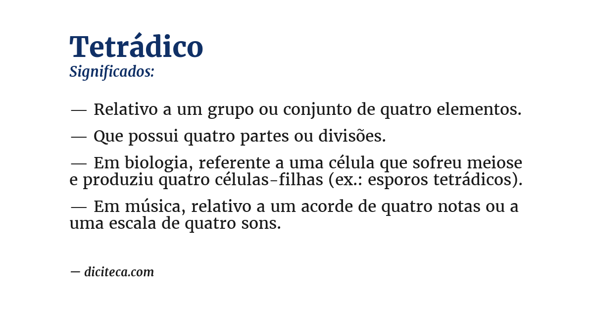 Significado de tetrádico