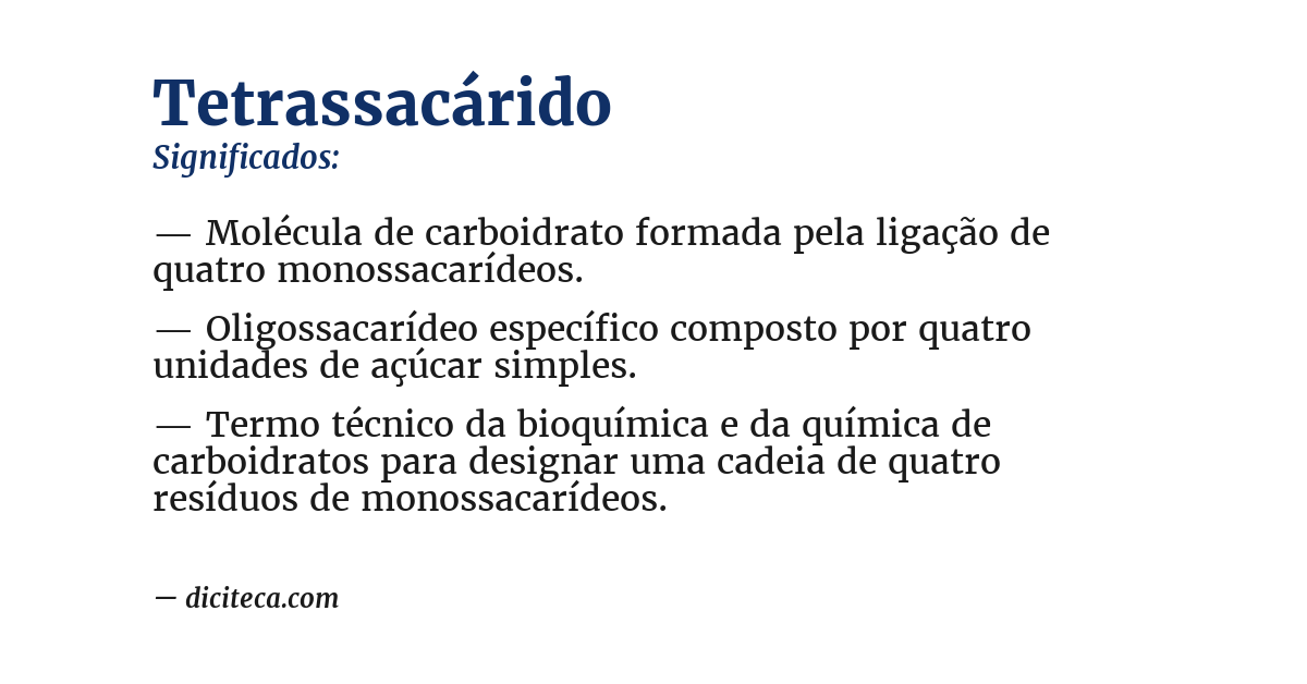Significado de tetrassacárido