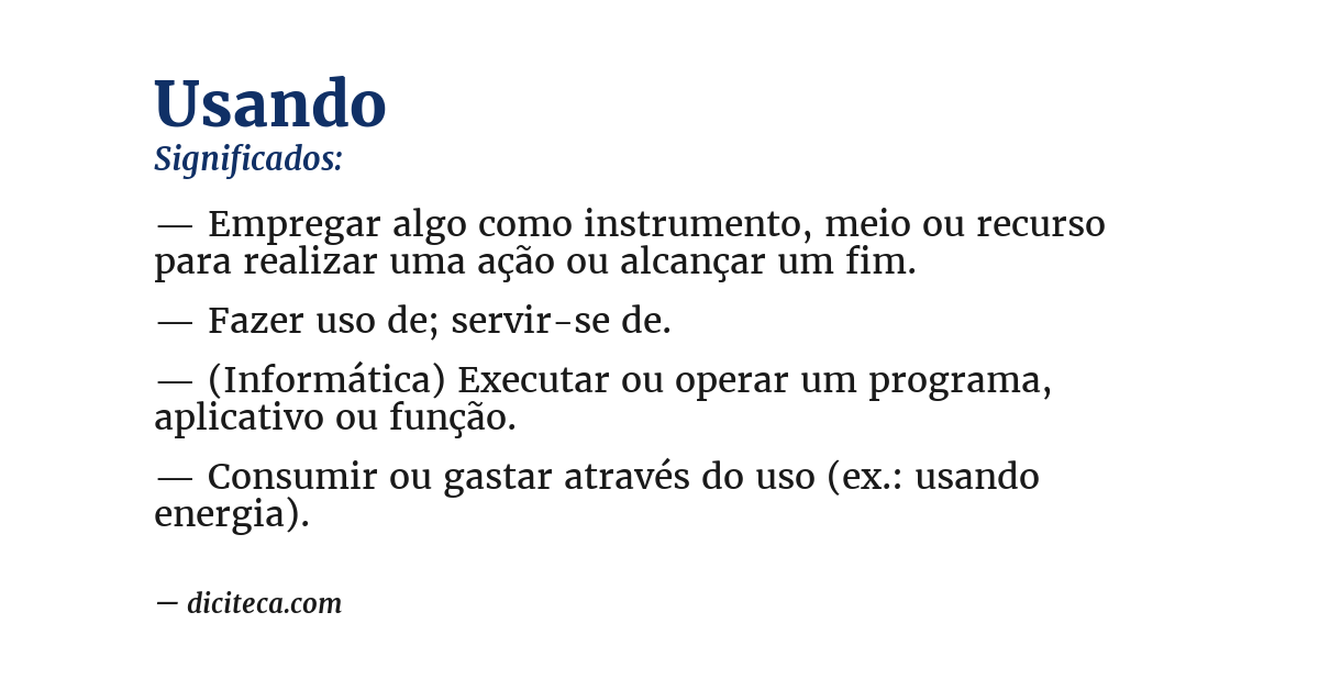 Significado de usando