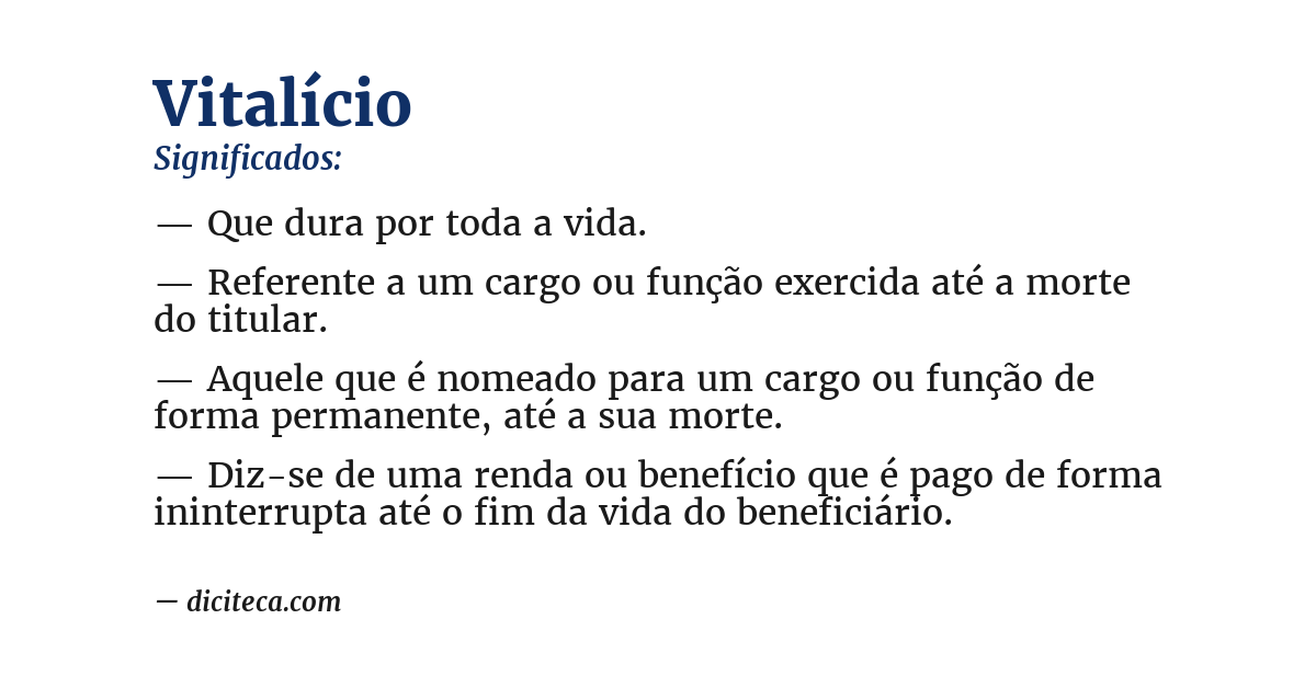 Significado de vitalício
