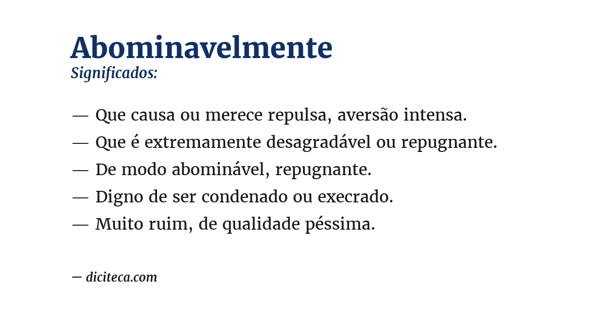 Significado de abominavelmente