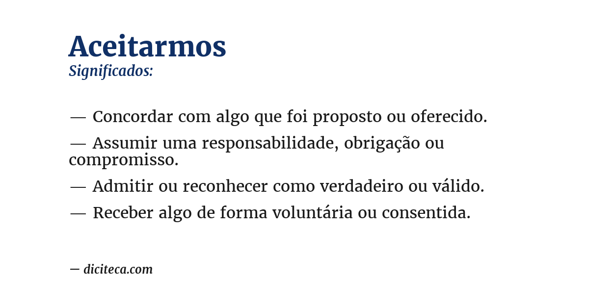 Significado de aceitarmos