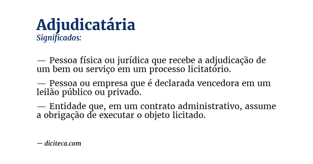 Significado de adjudicatária