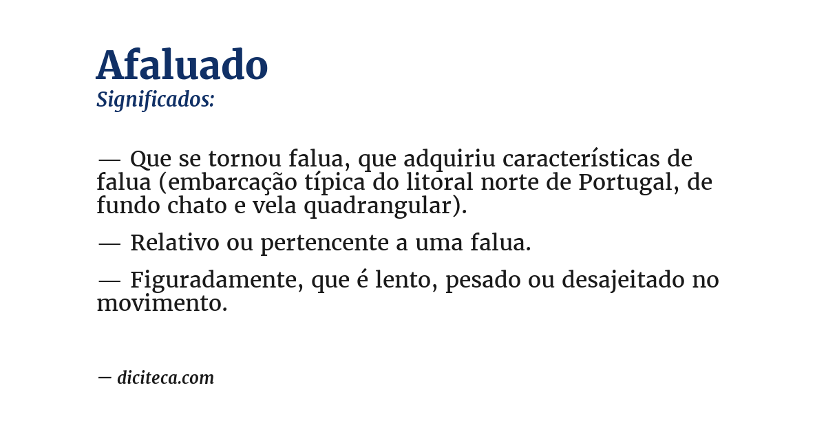 Significado de afaluado