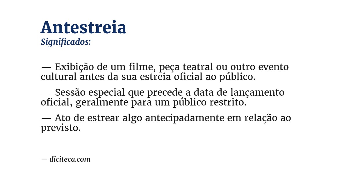 Significado de antestreia
