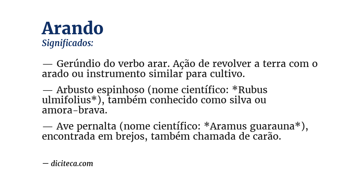 Significado de arando
