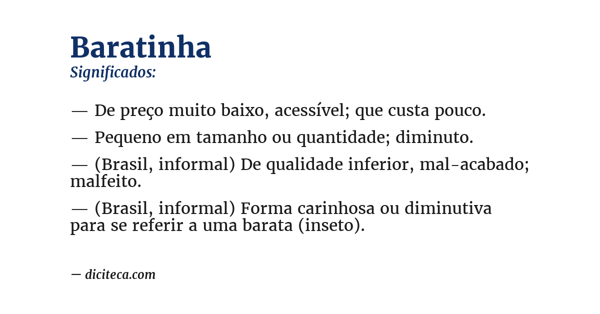 Significado de baratinha