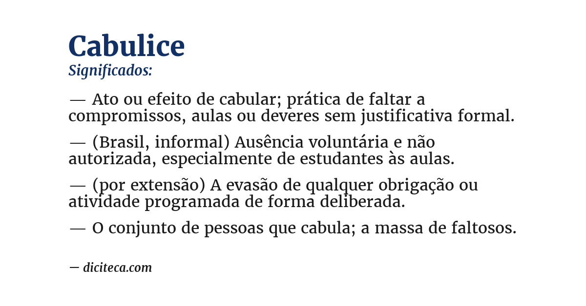 Significado de cabulice
