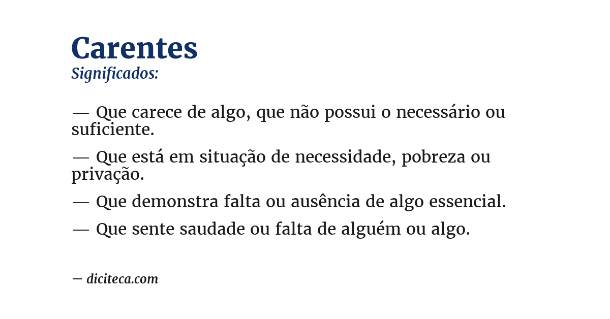 Significado de carentes