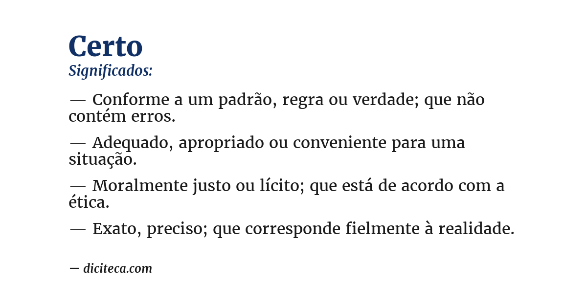 Significado de certo