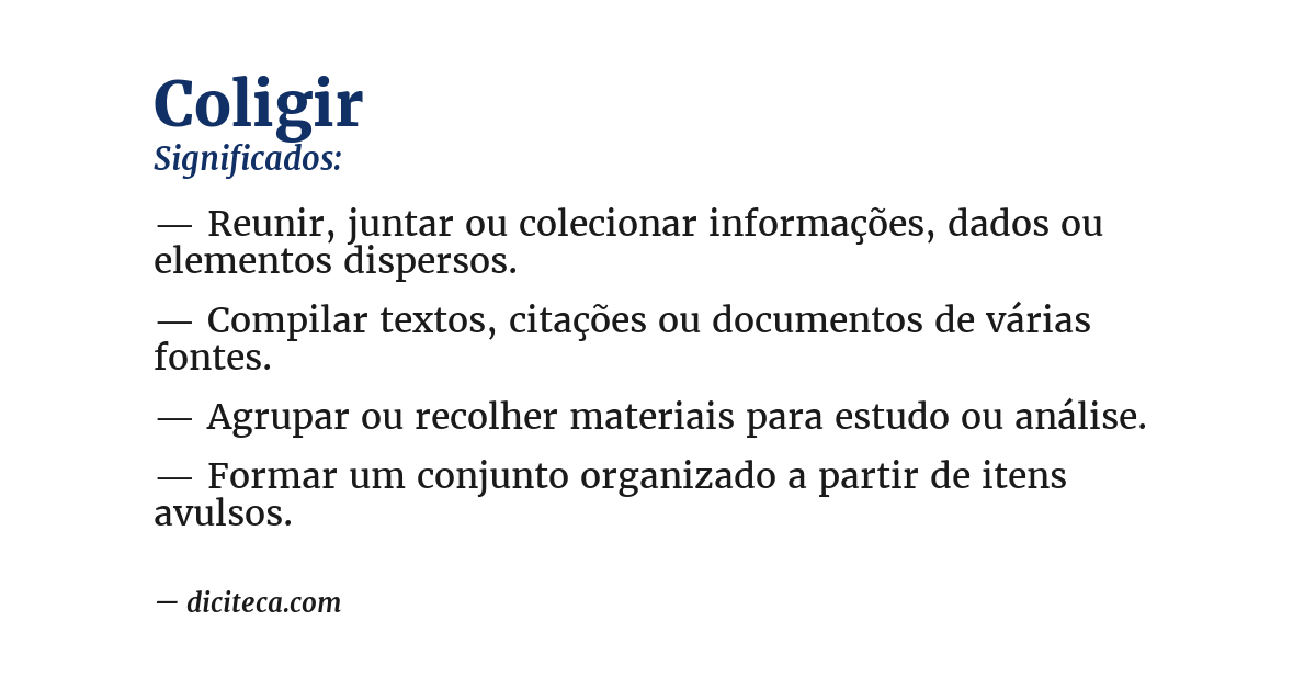 Significado de coligir