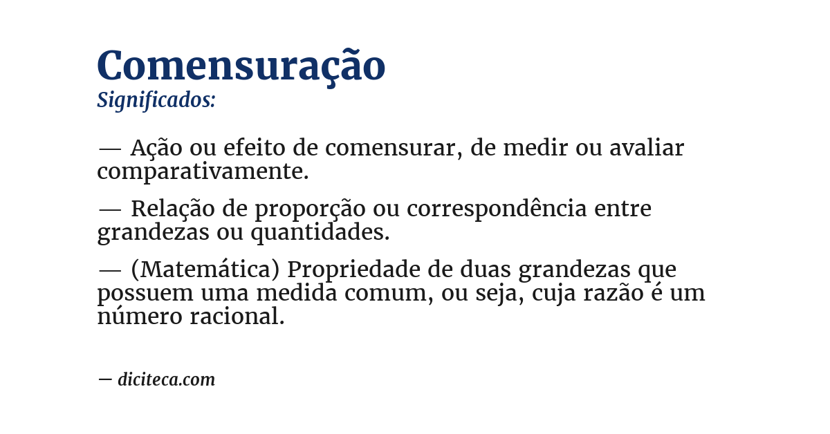 Significado de comensuração