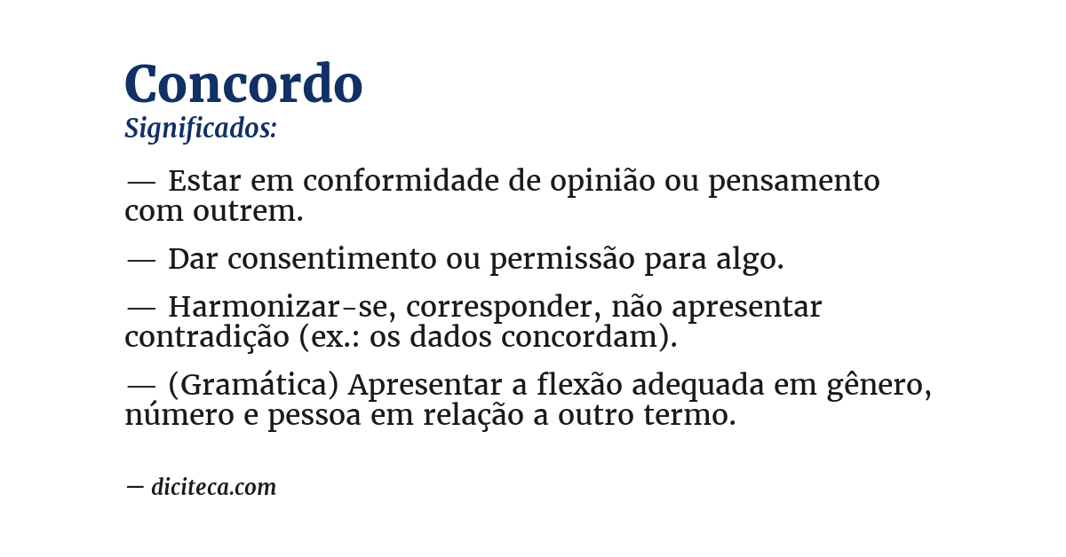 Significado de concordo