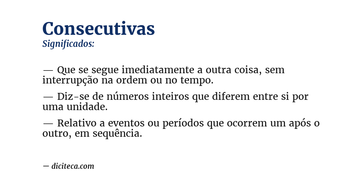 Significado de consecutivas