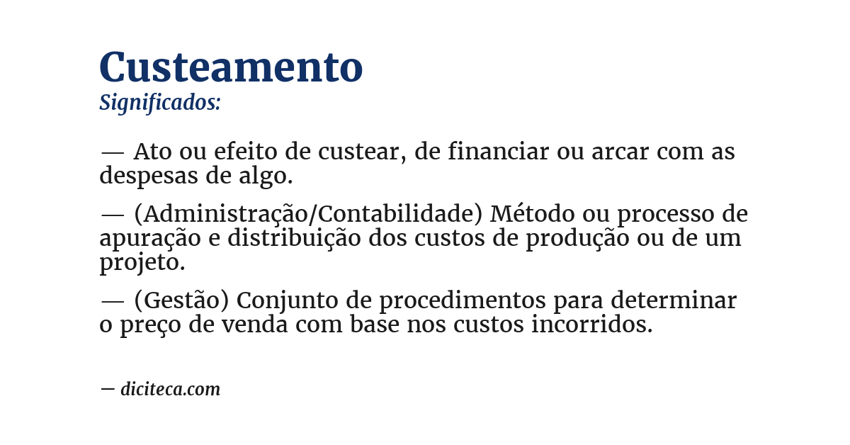 Significado de custeamento