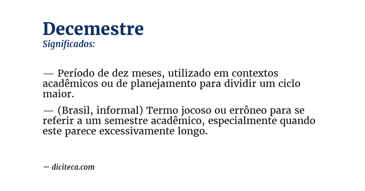 Significado de decemestre