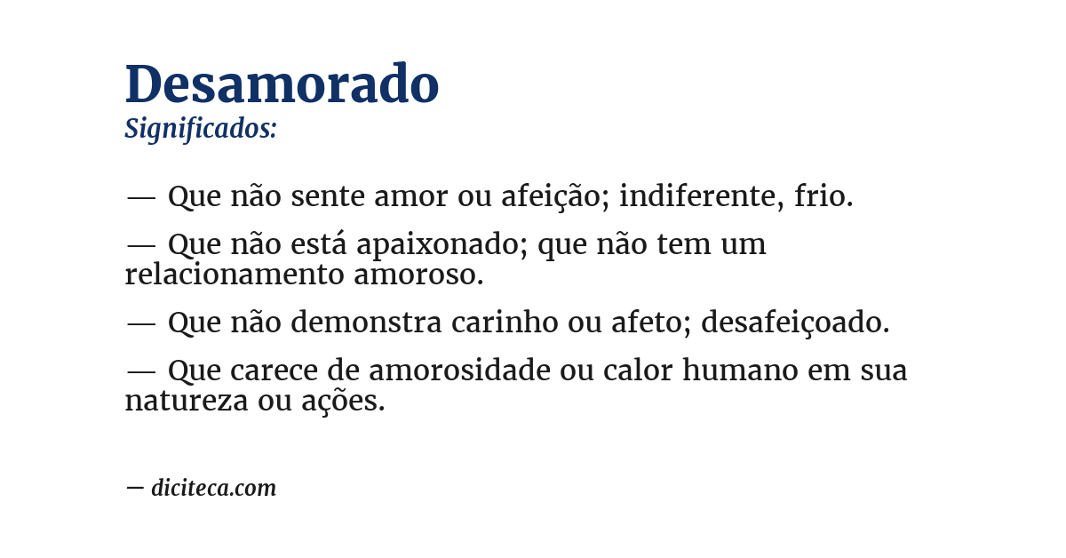 Significado de desamorado