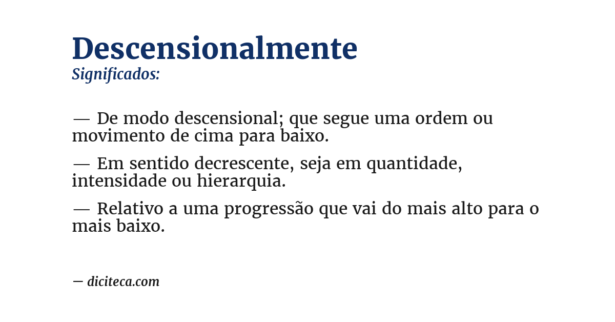 Significado de descensionalmente