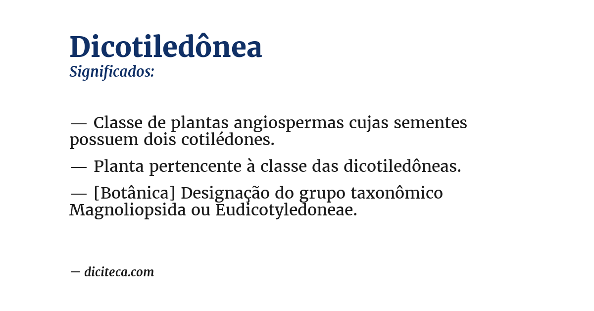 Significado de dicotiledônea