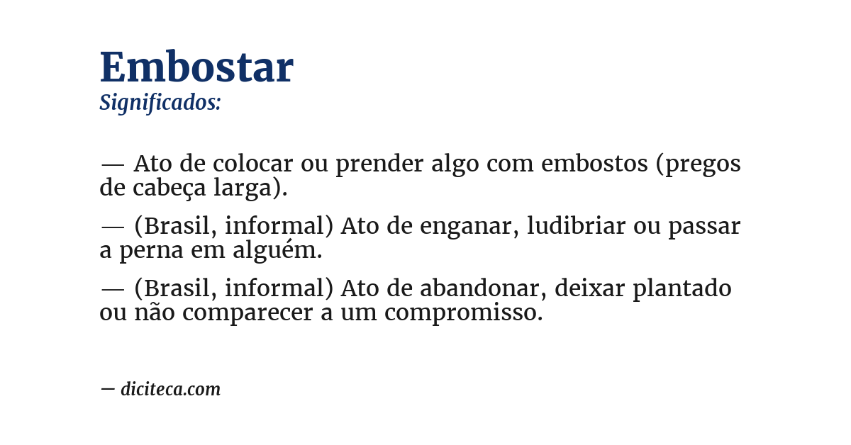 Significado de embostar