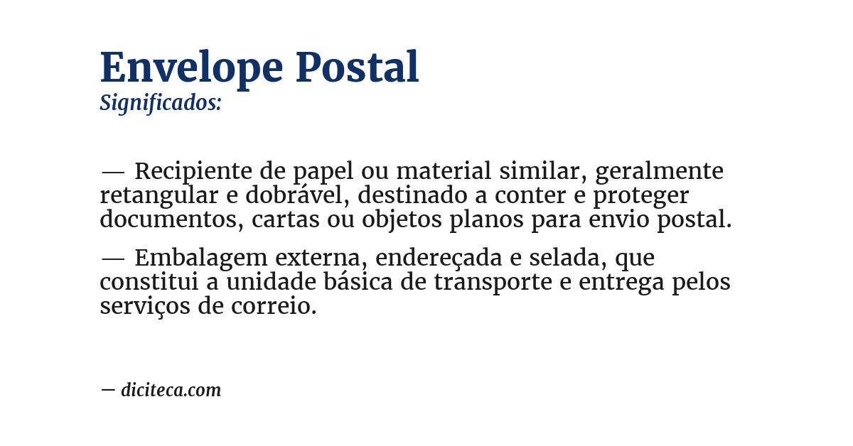 Significado de envelope postal