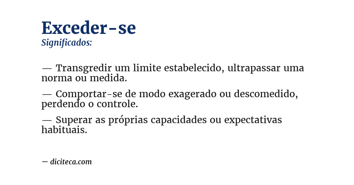 Significado de exceder-se