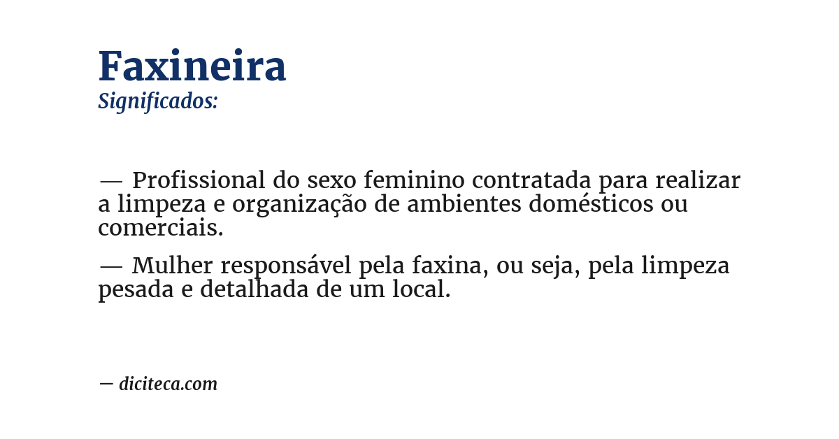 Significado de faxineira
